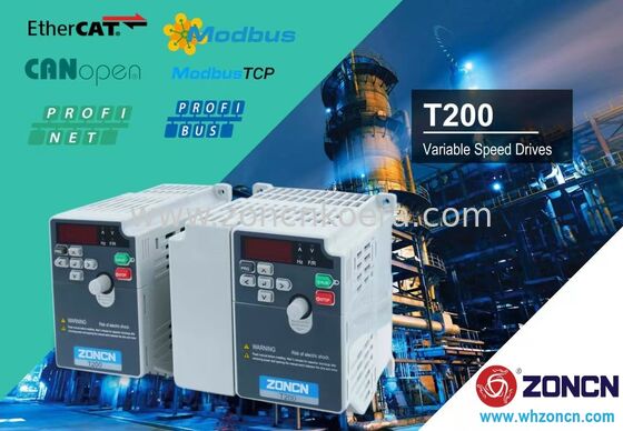 ZONCN T200 Variable Frequency Drive VFD Inverter with 0.4kW-160kW Power Range Multi-Control Modes and Built-in EMC Filter
